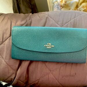 Dark teal coach clutch/wallet